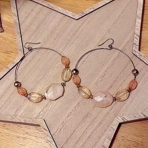 Vintage Mixed Textures Beaded Hoop Earrings